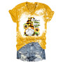 Women Spring Cactus Sunflower Print Top Shows Vitality and Nature